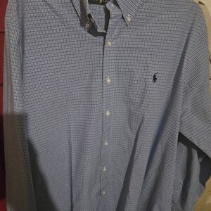Ralph Lauren Men's Blue Plaid Button-Down Shirt